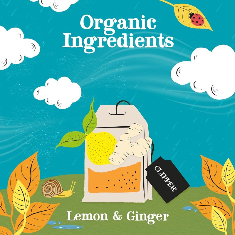 Clipper Organic Lemon & Ginger Herbal Tea - Caffeine Free, 50 Teabags - Image 3